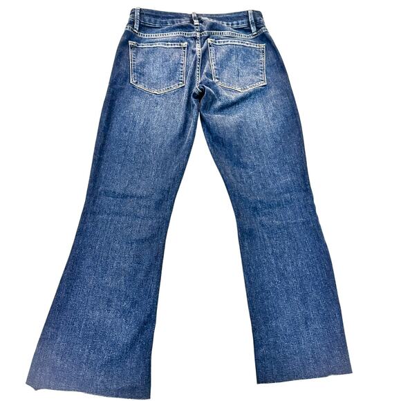 Frame Le Crop Mini Boot Rosalie Wash Dark Wash Denim Jeans Raw Hem Size 26 - Picture 3 of 8